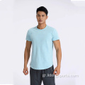 Casual Men Sport Longline Curved Hem T πουκάμισο